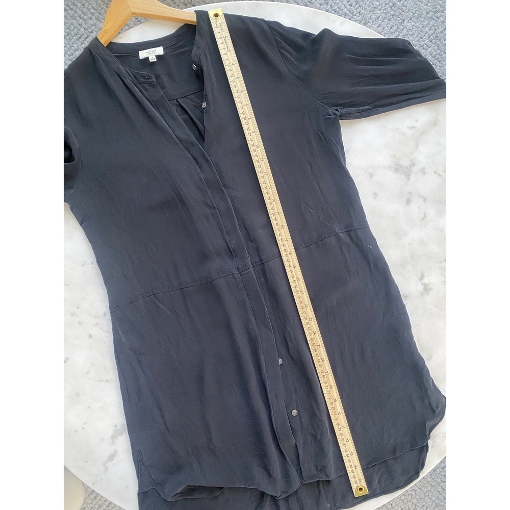 Wilfred Mini Dress Womens M Black 100% Silk Long Sleeve Button Career LBD - Picture 8 of 10